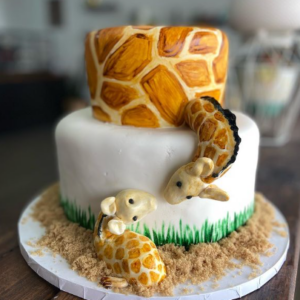 Baby Shower Tiered Giraffe Themed Cake