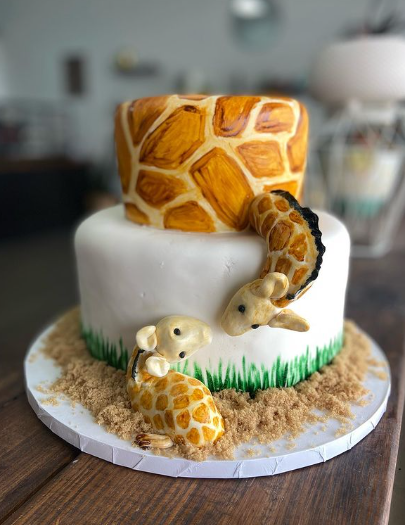 Baby Shower Tiered Giraffe Themed Cake