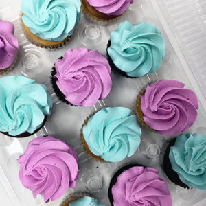 Colored rosette cupcakes