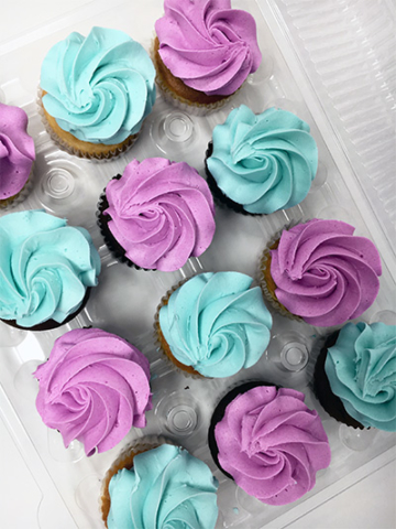 Colored rosette cupcakes