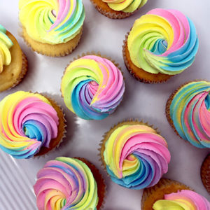 Rainbow swirl cupcakes