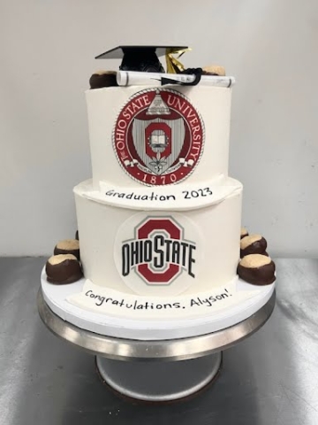 Tiered Ohio State University Themed cake in Columbus, Ohio