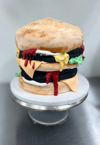 fondant hamburger themed cake