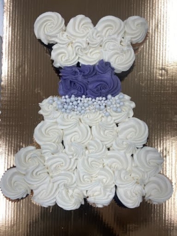 Cupcake cake dress themed wedding cake