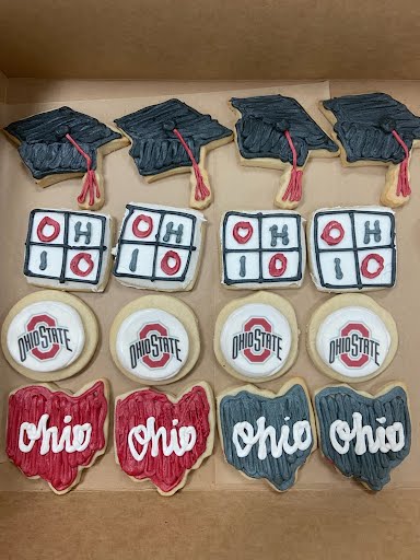 Ohio State University themed sugar cookies