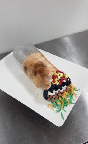 Chipotle burrito themed 3D Fondant Cake