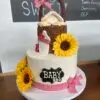 2-tiered BabyQ themed baby shower cake