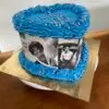 Heart shaped cake with edible images on side