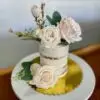 4" Bare/Naked w/ ivory artificial flowers