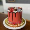 6" Scarlet and grey with buckeye candies and chocolate drip