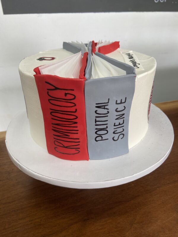 Ohio State book spine college graduation cake