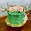 8" Green rustic line with ivory artificial flowers and edible glitter