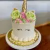 6" Light green and light pink rosette unicorn with edible glitter