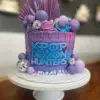 6" With edible image logo, chocolate drip, and plastic/paper toppers