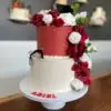6"/8" graduation theme with artificial flowers, plastic cap/diploma and fondant name