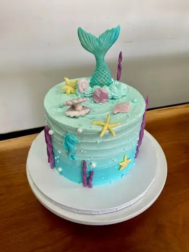 6" Mermaid theme with all fondant decorations/toppers