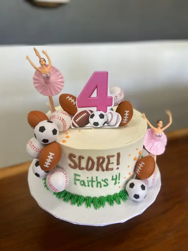 8" Sports theme with plastic toppers and paper number/topper