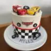 6" CARS Theme with fondant details and plastic car toppers