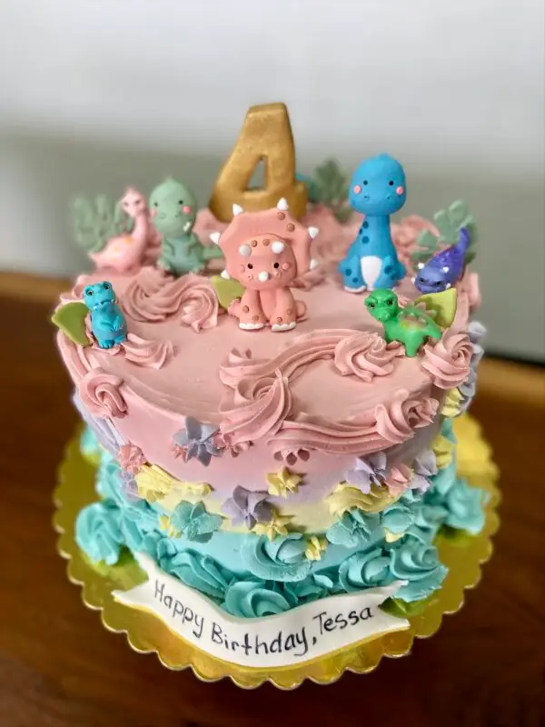 8" All icing ombre texture w/ plastic toppers and fondant number and banner