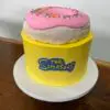 8" with edible image logo and fondant rice treat topper