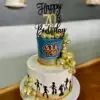 4"/8" disco theme with plastic/paper topper, rhinestone border and edible gold splatter