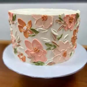 8" Hand painted iced floral cake