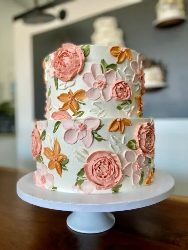 8"/10" hand painted/piped floral