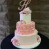 6"/10"/14" smooth and rosette design with fondant border and artificial flowers