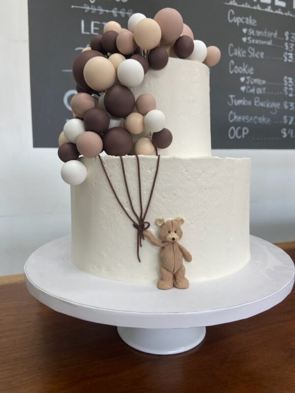 6"/10" bear theme with plastic balls and fondant bear
