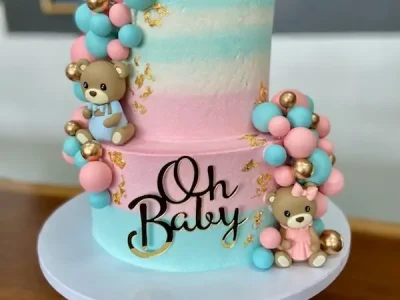6"/9" multi-colored ombre with plastic toppers and acrylic plaque and edible gold leaf