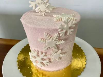 4" Winter theme with fondant snowflakes