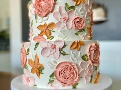 8"/10" hand painted/piped floral